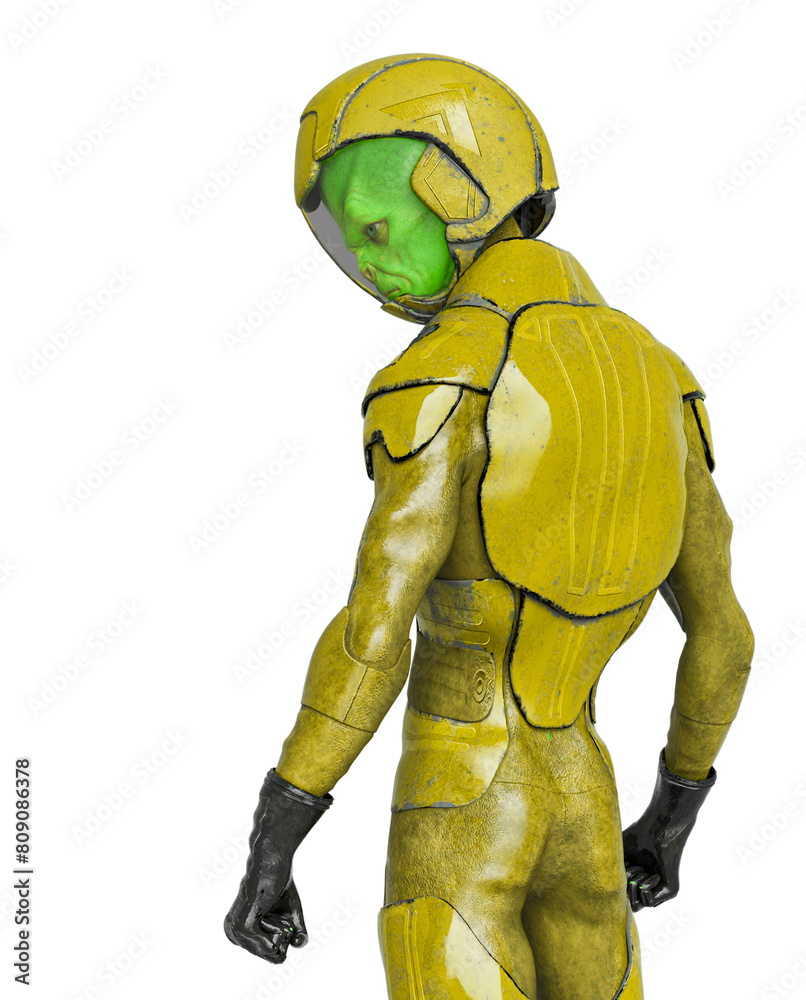 Fototapeta premium alien soldier is thinking about war