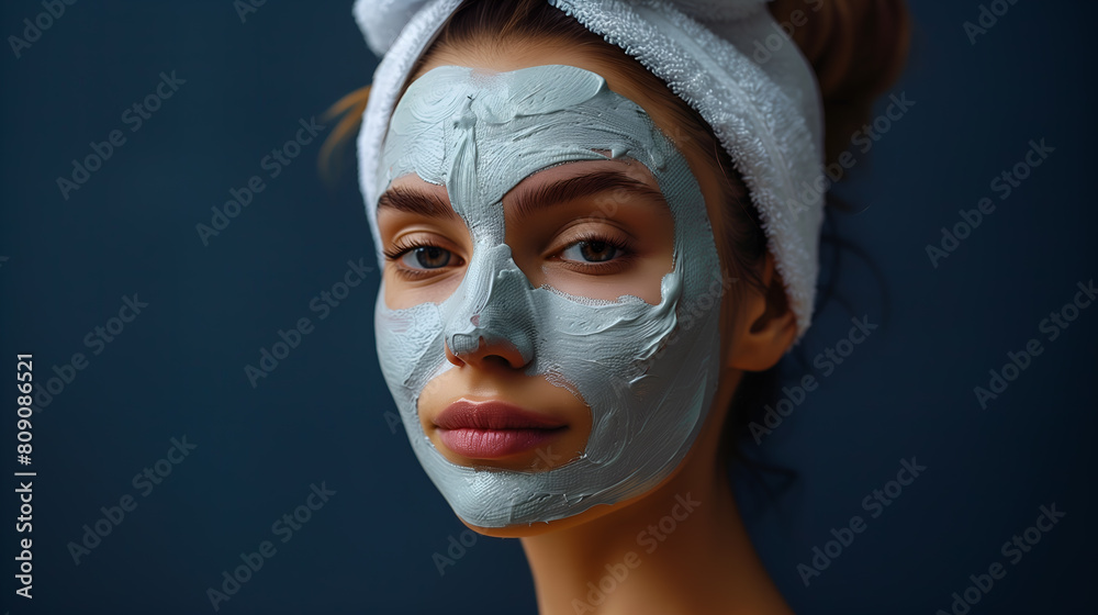 Spa woman applying facial mask