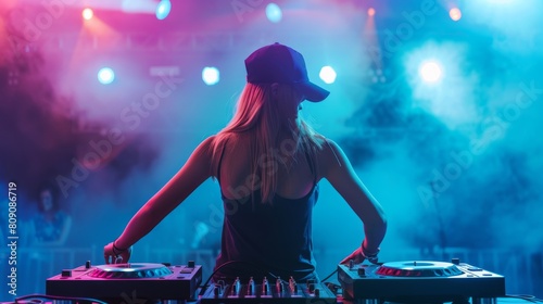 A Female DJ at Festival Stage