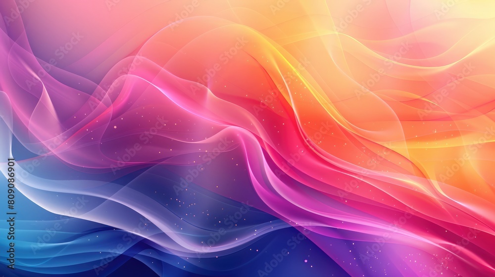 Fototapeta premium The image is a colorful abstract background with soft gradients and flowing waves.