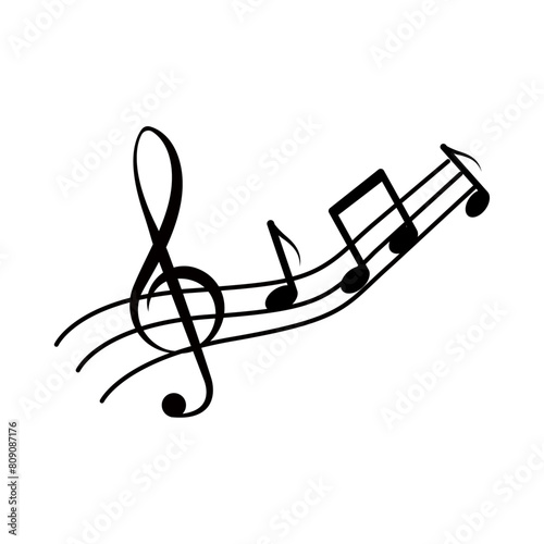 Treble clef and notes flat sign, melody song tune
