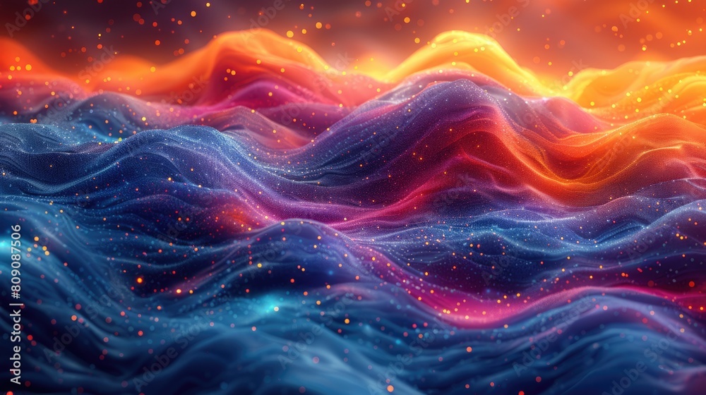 Fototapeta premium 3D rendering of a colorful wave wall background
