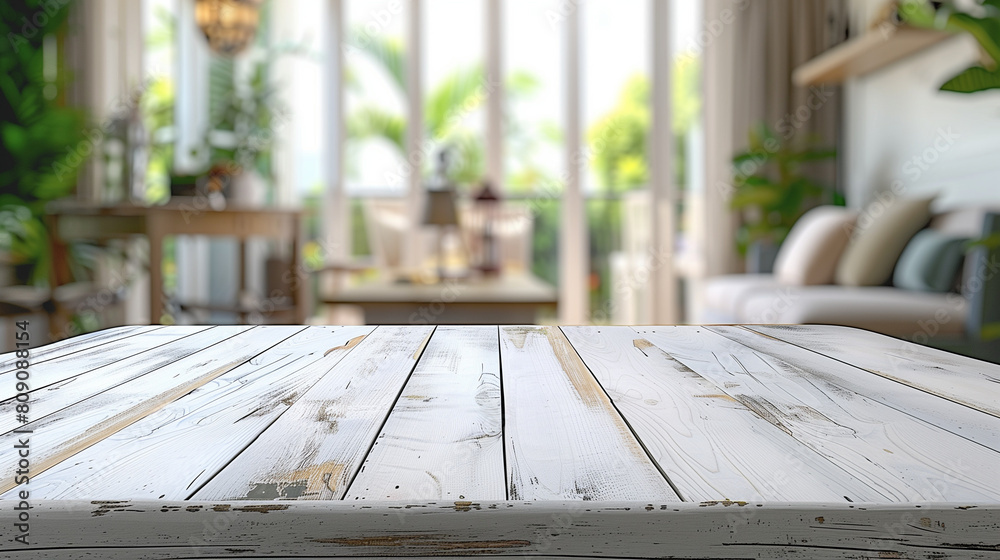 Wooden Empty Table for Product Presentation in Cozy Home Setting Wooden Empty Table for Product Presentation in Cozy Home Setting