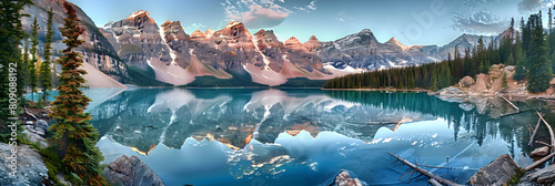 Moraine lake panorama in Banff National Park,