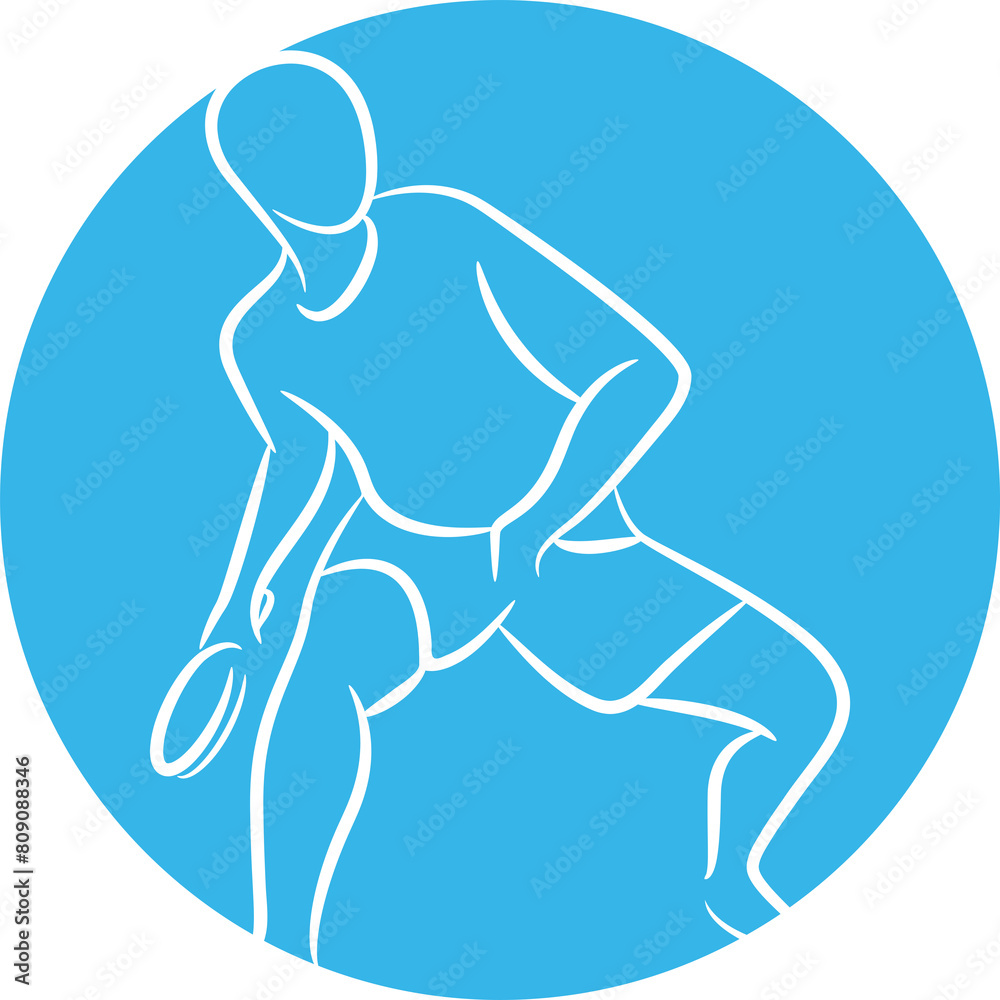 Table Tennis Player in Blue Circle