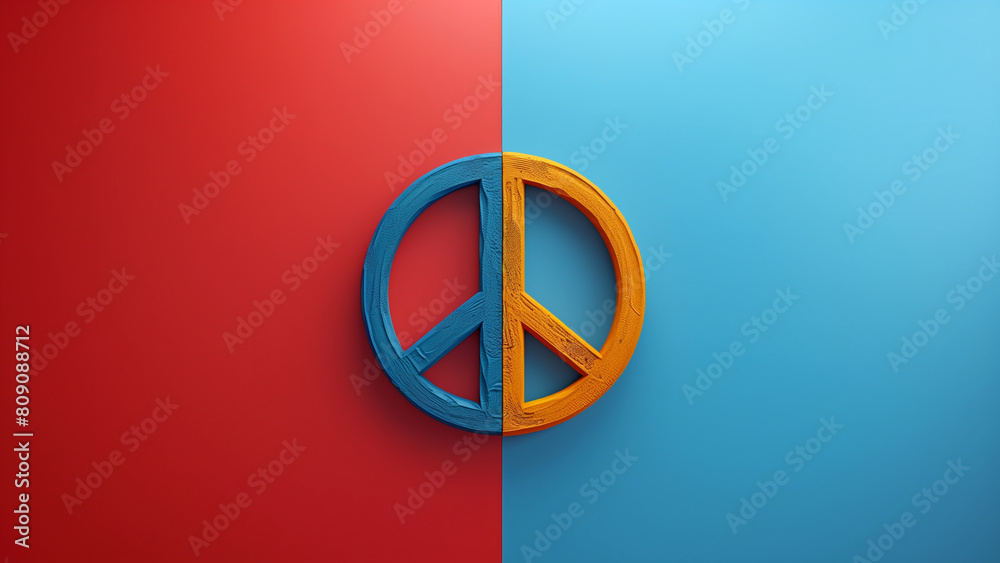A simple peace symbol in contrasting primary colors A simple peace symbol in contrasting primary colors
