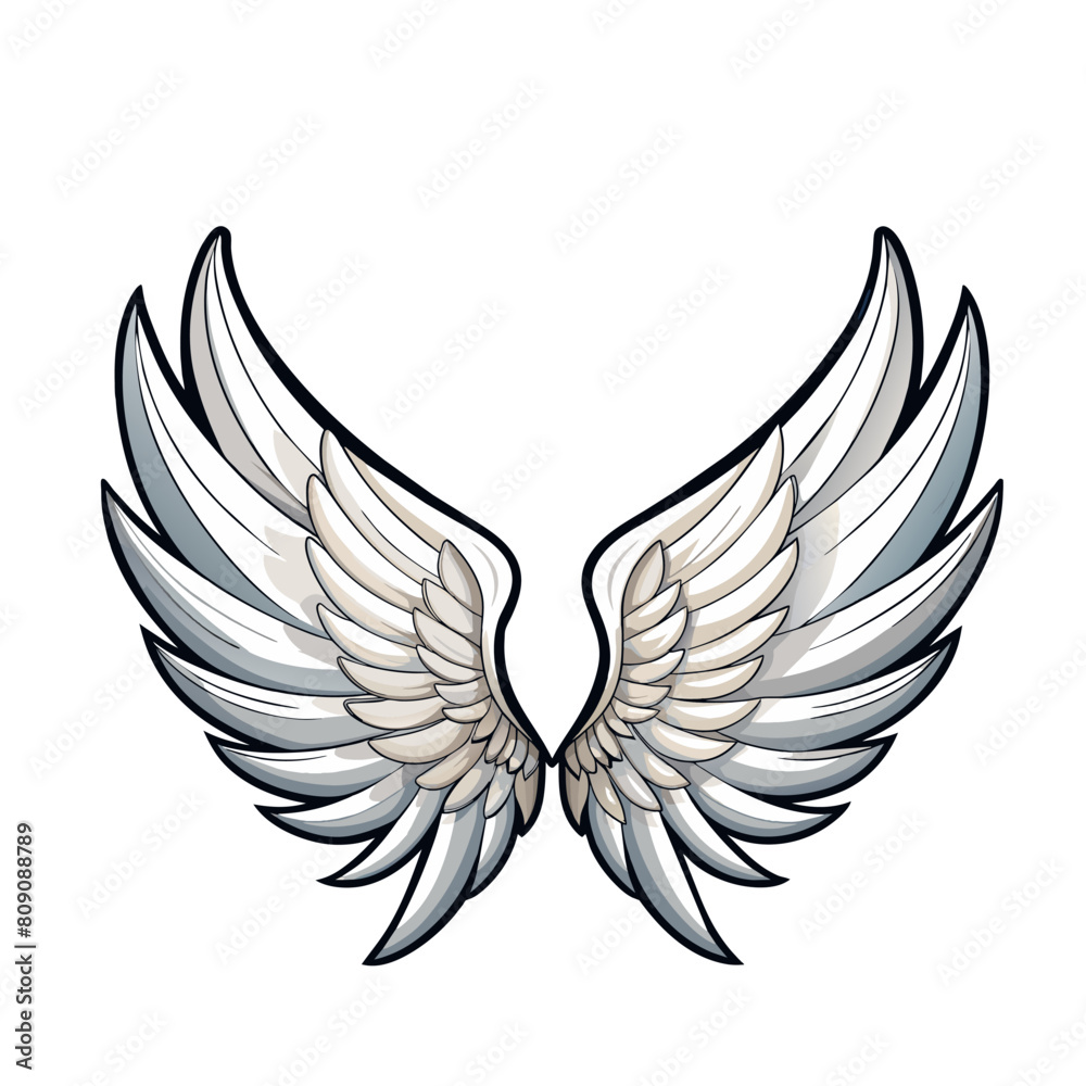 two big white wing cartoon style on white two big white wing cartoon style on white