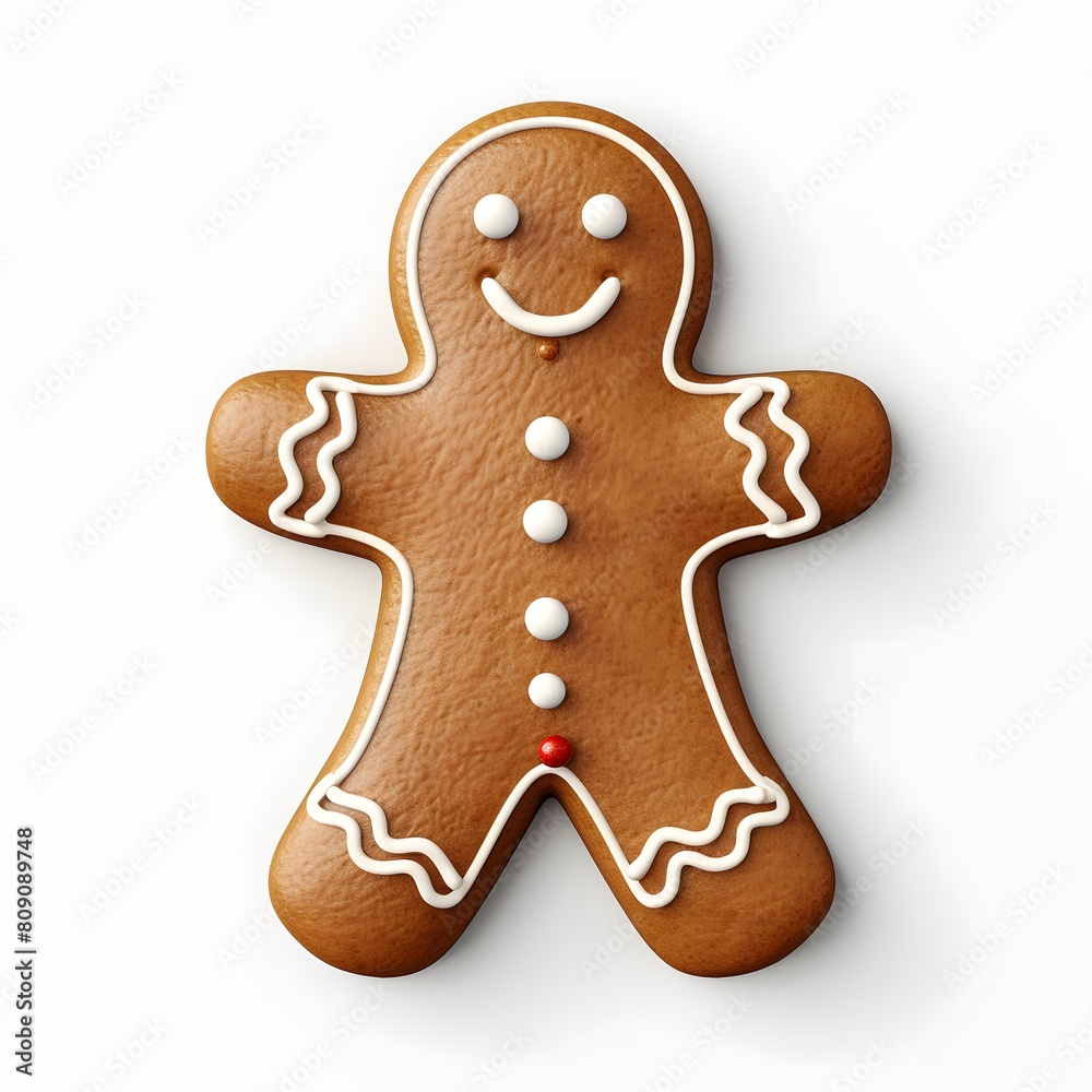 Gingerbread man cookie with glossy icing. Generative AI. Gingerbread man cookie with glossy icing. Generative AI.