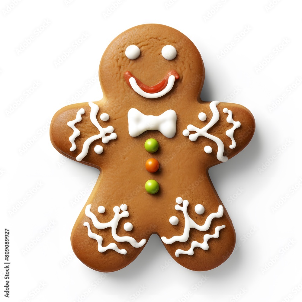 Gingerbread man cookie with glossy icing. Generative AI. Gingerbread man cookie with glossy icing. Generative AI.
