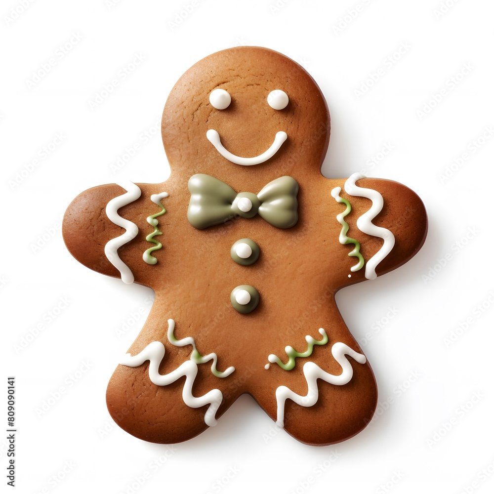 Gingerbread man cookie with glossy icing. Generative AI. Gingerbread man cookie with glossy icing. Generative AI.