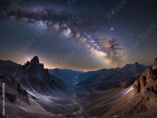 Starlight Symphony in the Wilds  Milky Way Galaxy Dazzles Over Jagged Mountains