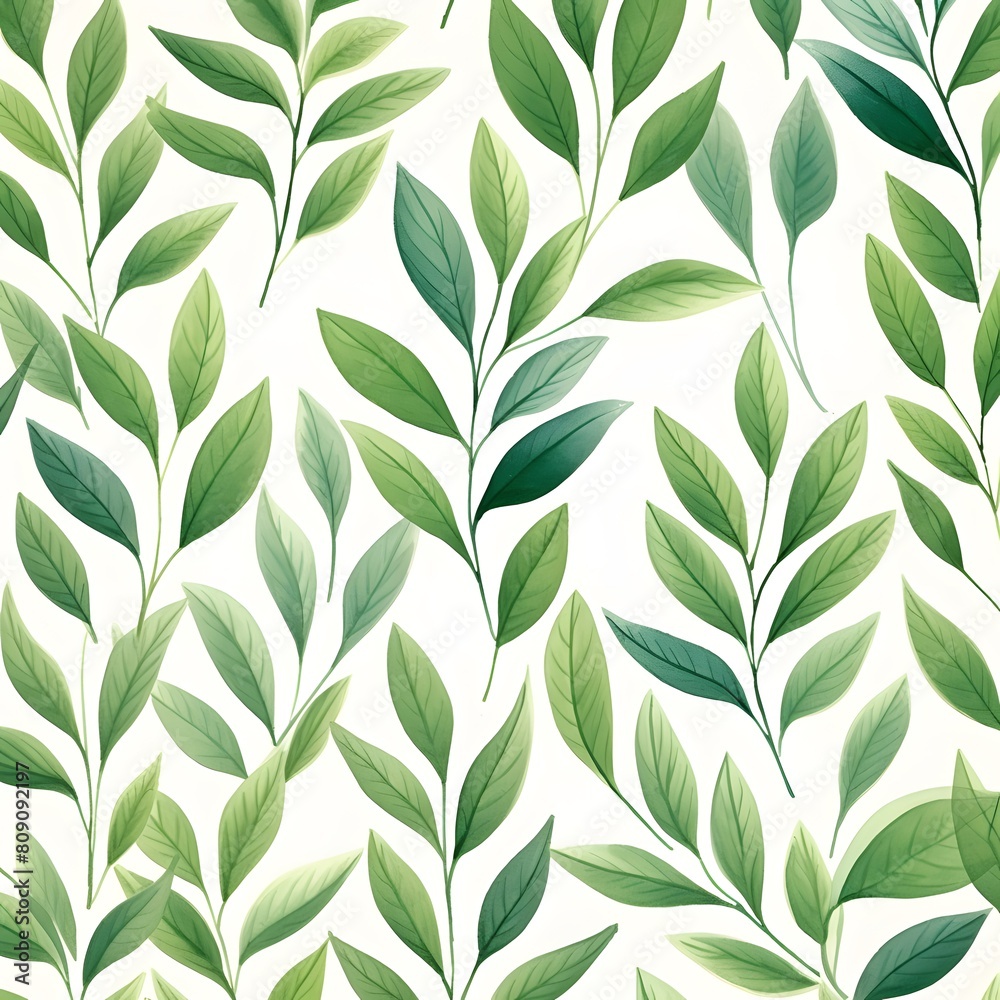 Green leaves pattern. Generative AI.