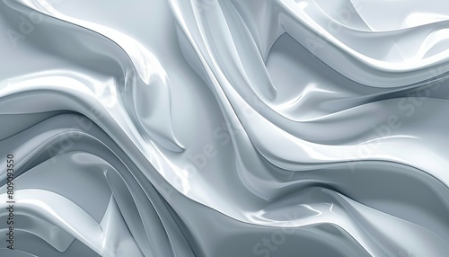An abstract image capturing the smooth, fluid-like texture of silver silk fabric, creating an organic and luxurious feel