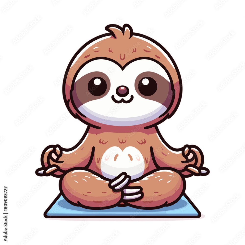 Naklejka premium Cute slot sitting yoga cartoon vector icon