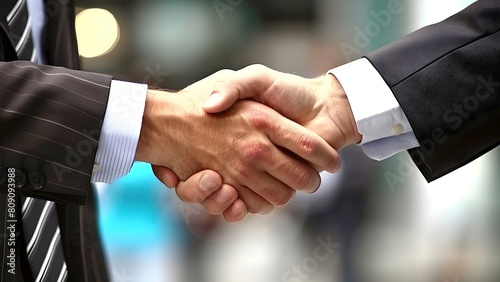 Two businessmen shaking hands to celebrate a successful business partnership deal. Concept Business Partnership, Successful Deal, Handshake, Corporate Collaboration