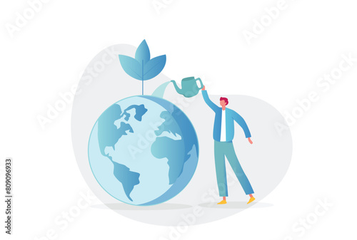 The set illustrates the reuse of energy sources and reduces CO2 emissions and climate impact. ESG, green energy and industry concept. Vector illustration.
