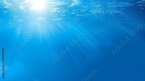  From the ocean bottom, the sun brilliantly illuminates the blue water