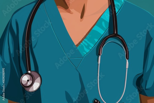 An artistic illustration of a medical professional wearing a stethoscope around their neck, depicting expertise and care. photo