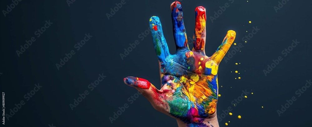 Rainbow hand reaching out with copy space LGBT pride banner, colorful background Rainbow hand reaching out with copy space LGBT pride banner, colorful background