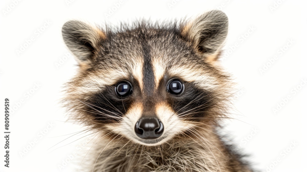   A tight shot of a raccoon's expressive face exhibiting a soft, out-of-focus appearance