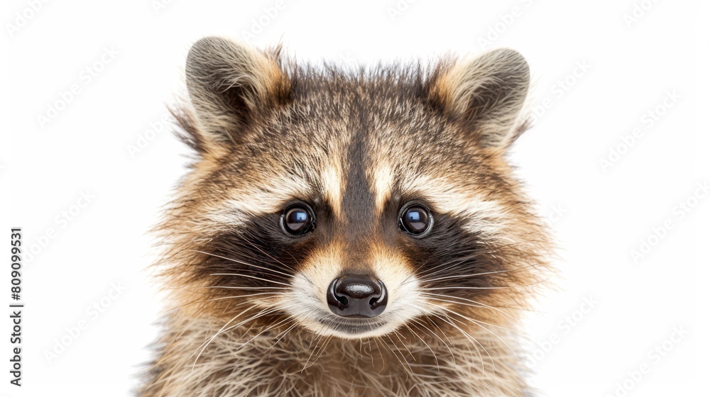   A tight shot of a raccoon's visage, its features softened by a hazy blur