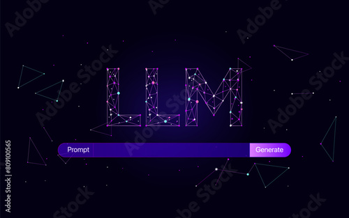Illustration of abstract stream information. Generate image, video from prompt concept. Big data, technology, AI, data transfer, data flow, generative ai, large language model, ai brain background