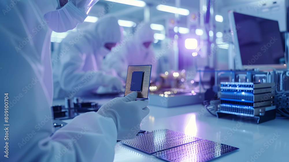 Microchip in lab or chip industry factory, demand and supply in chip product, the increase in chip prices Microchip in lab or chip industry factory, demand and supply in chip product, the increase in chip prices