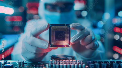 Microchip in lab or chip industry factory, demand and supply in chip product, the increase in chip prices