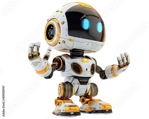 The robot is standing with a confident pose, showing off his strength and power. He is ready to take on any challenge that comes his way. photo