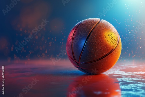 Basketball game concept, Illustration of a basketball in 3d style. Futuristic sports idea, Ai generated