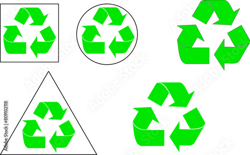 Recycling symbols on transparent background. 3D Render