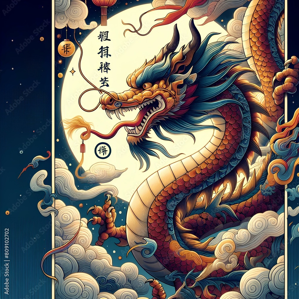 Obraz premium Poster banner dragon Chinese zodiac.