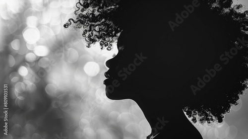 Silhouette of afro girl