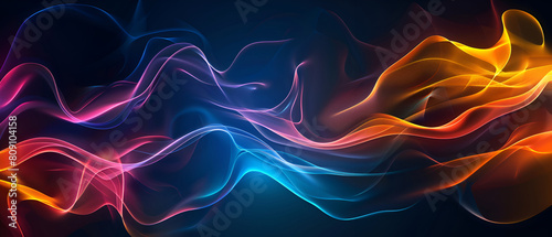 glowing in ultraviolet spectrum light  Bright color  abstract colorful smoke on black background Multicolour geometric wave  Modern abstract wallpaper background design