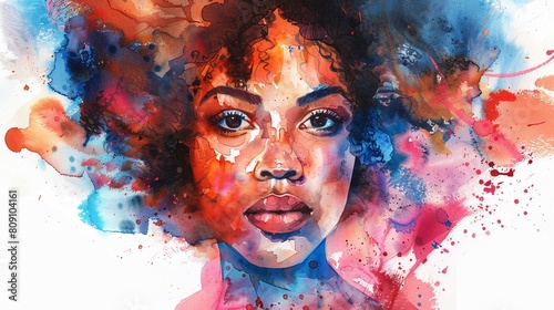 Watercolor painting of Black woman