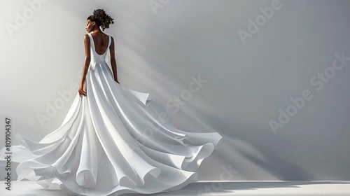 Woman fashion white long dress. 