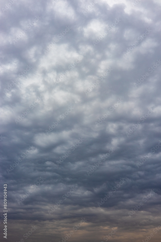 vertical background in the form of a cloudy gray sky, vertical photo