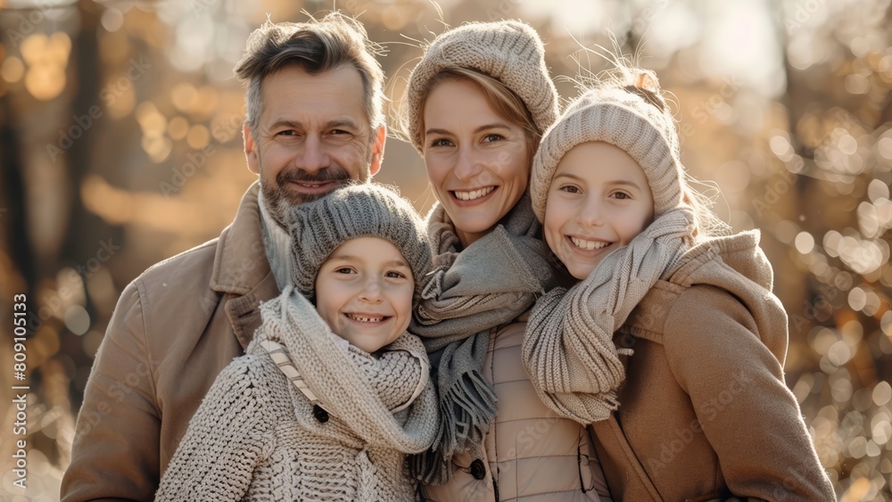Portrait of a traditional happy family with two kids Portrait of a traditional happy family with two kids
