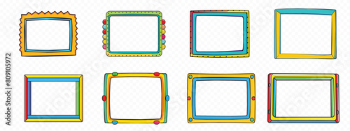 Decorative vintage frames and borders set. Vintage elegant frames collection. Set of decorative ornament border frames, Wave scalloped edge frame. Doodle border with wavy pattern.