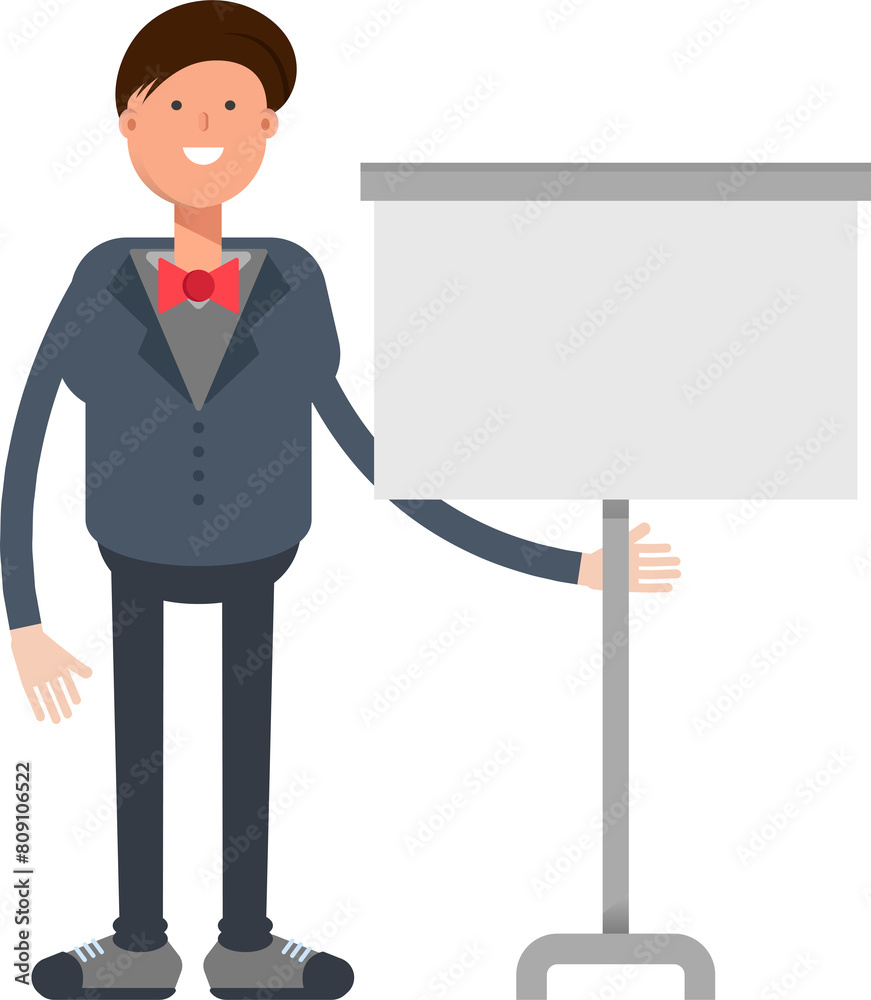 Businessman Character Presenting Whiteboard
Businessman Character Presenting Whiteboard