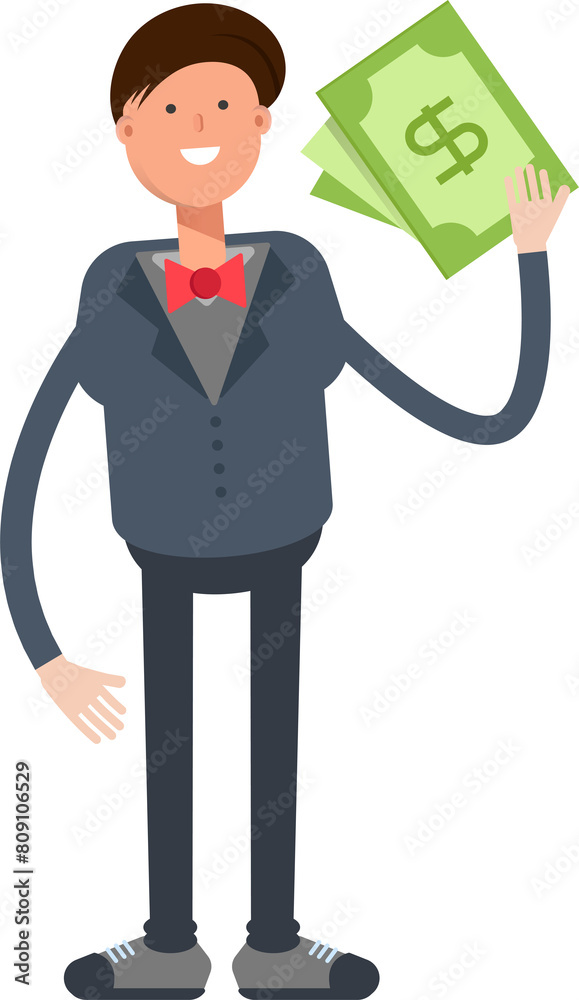 Businessman Character Holding Dollar Banknotes
Businessman Character Holding Dollar Banknotes