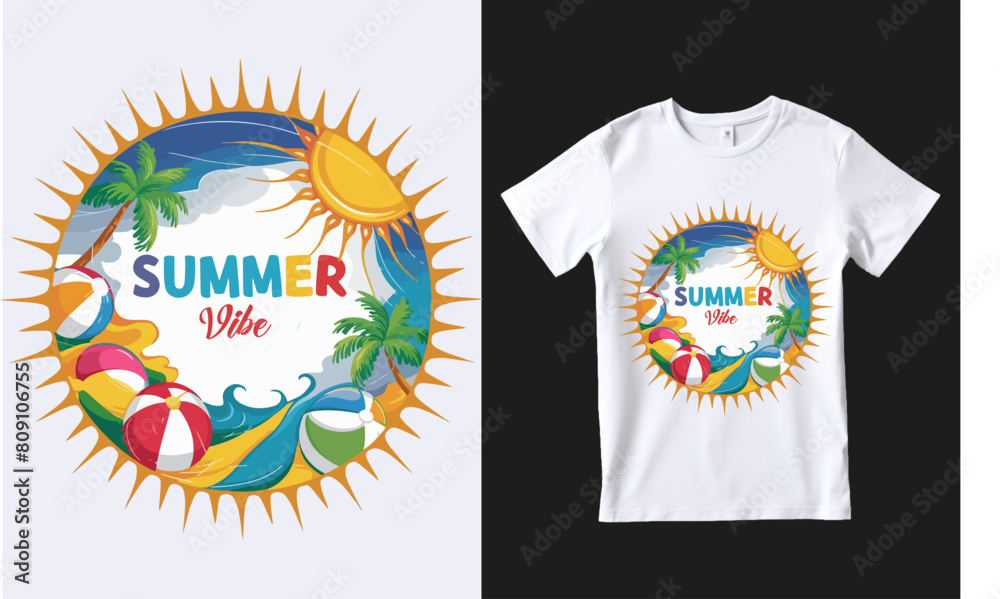 Vector Summer Vibe T-shirt Design