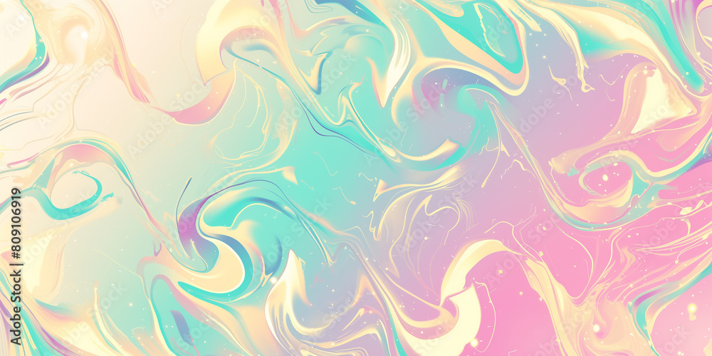 Metallic foil liquid swirl pattern background in pastel tones Metallic foil liquid swirl pattern background in pastel tones