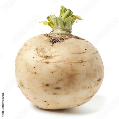 A large white turnip on a white background. photo