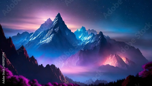 サイバーパンクな山の風景 photo