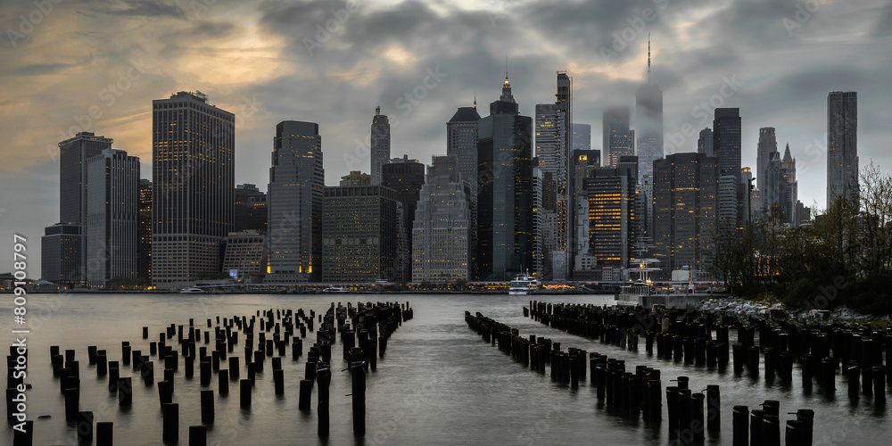Obraz premium night view of new york