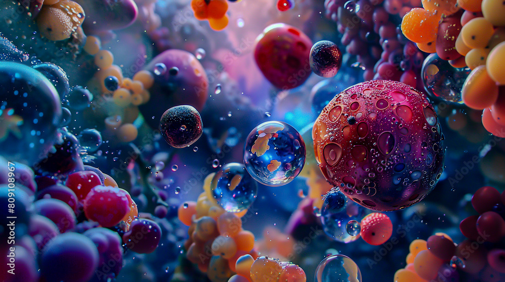 Incorporate elements of nature and the universe into a captivating long shot design featuring fruits as cosmic vessels Incorporate elements of nature and the universe into a captivating long shot design featuring fruits as cosmic vessels