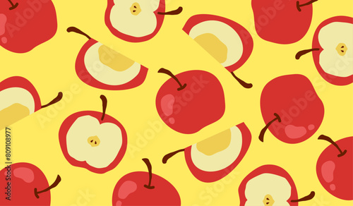 Cute apple fruits pattern background vector design