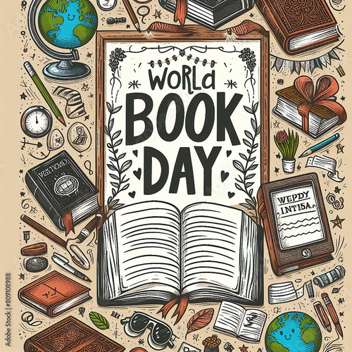 World book day template photo generative AI