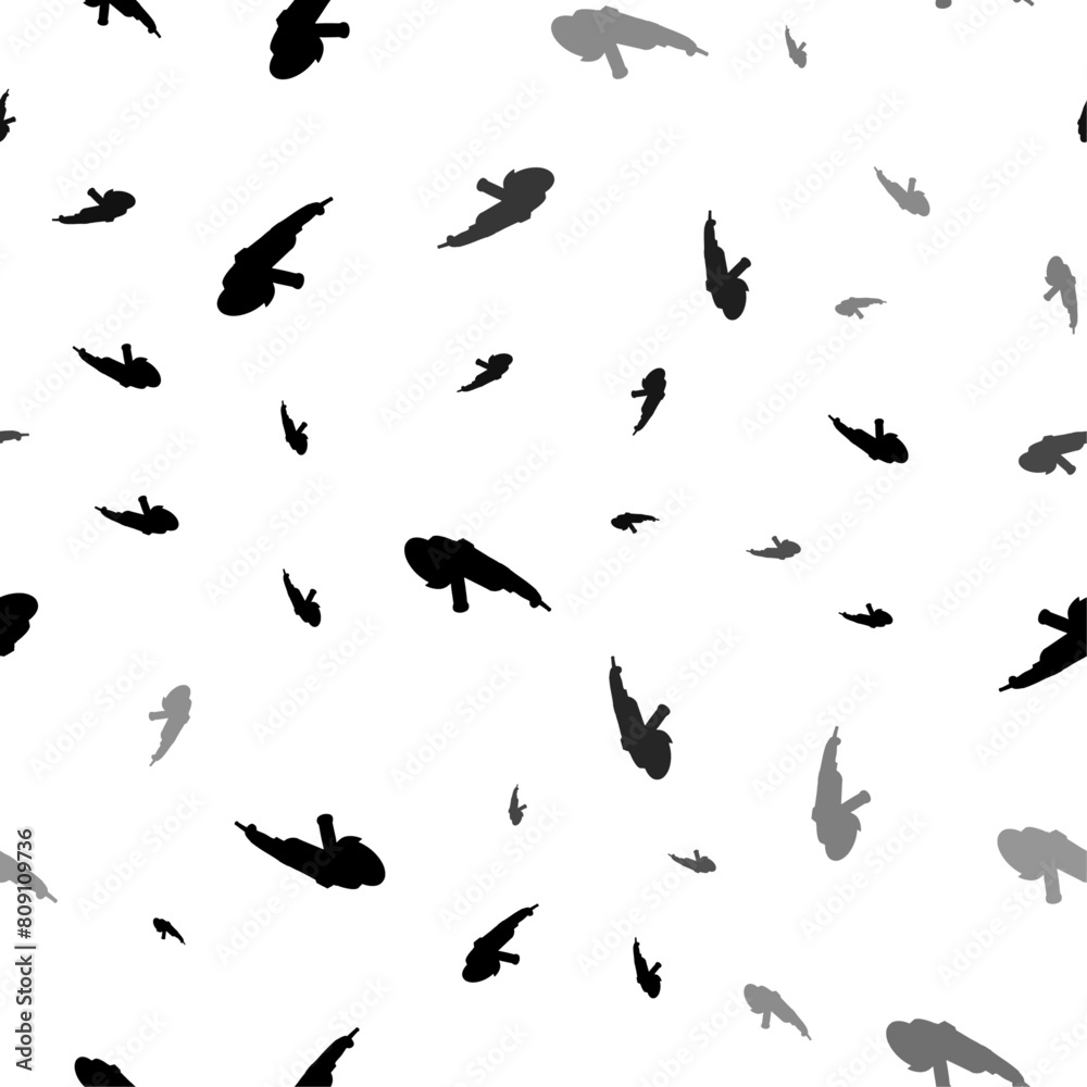 Fototapeta premium Seamless vector pattern with angle grinder symbols, creating a creative monochrome background with rotated elements. Vector illustration on white background